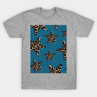 Leopard Print Stars on Teal T-Shirt